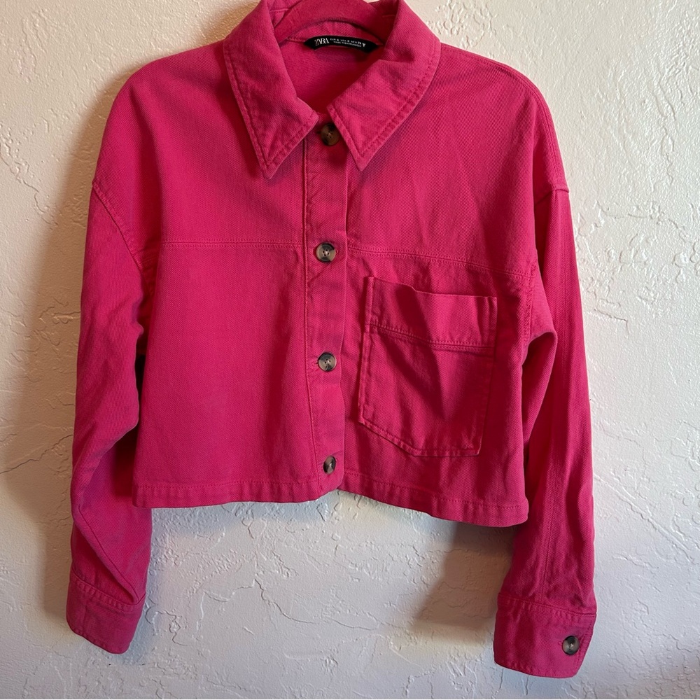 Zara cropped pink jacket